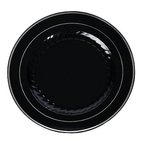 Fineline Settings Black and Silver Round Buffet Plate 510-BKS